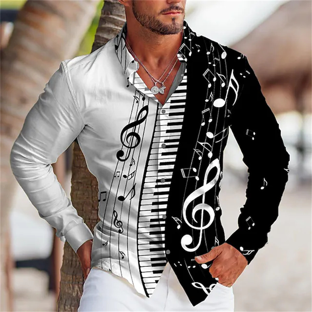 Musical Instrument Symbols - Camisa masculina de mangas compridas com