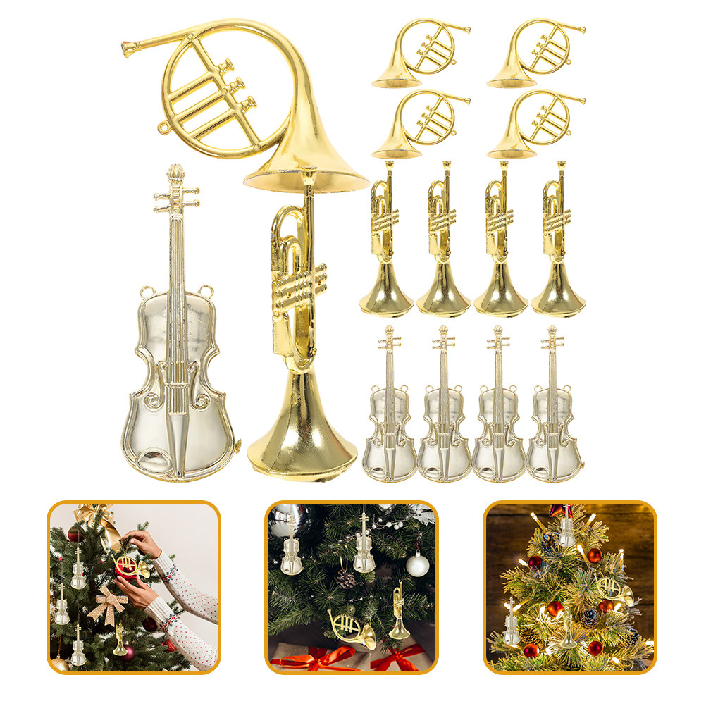 Musical Instrument Xmas Ornaments - 15 peças de miniaturas de instrumentos