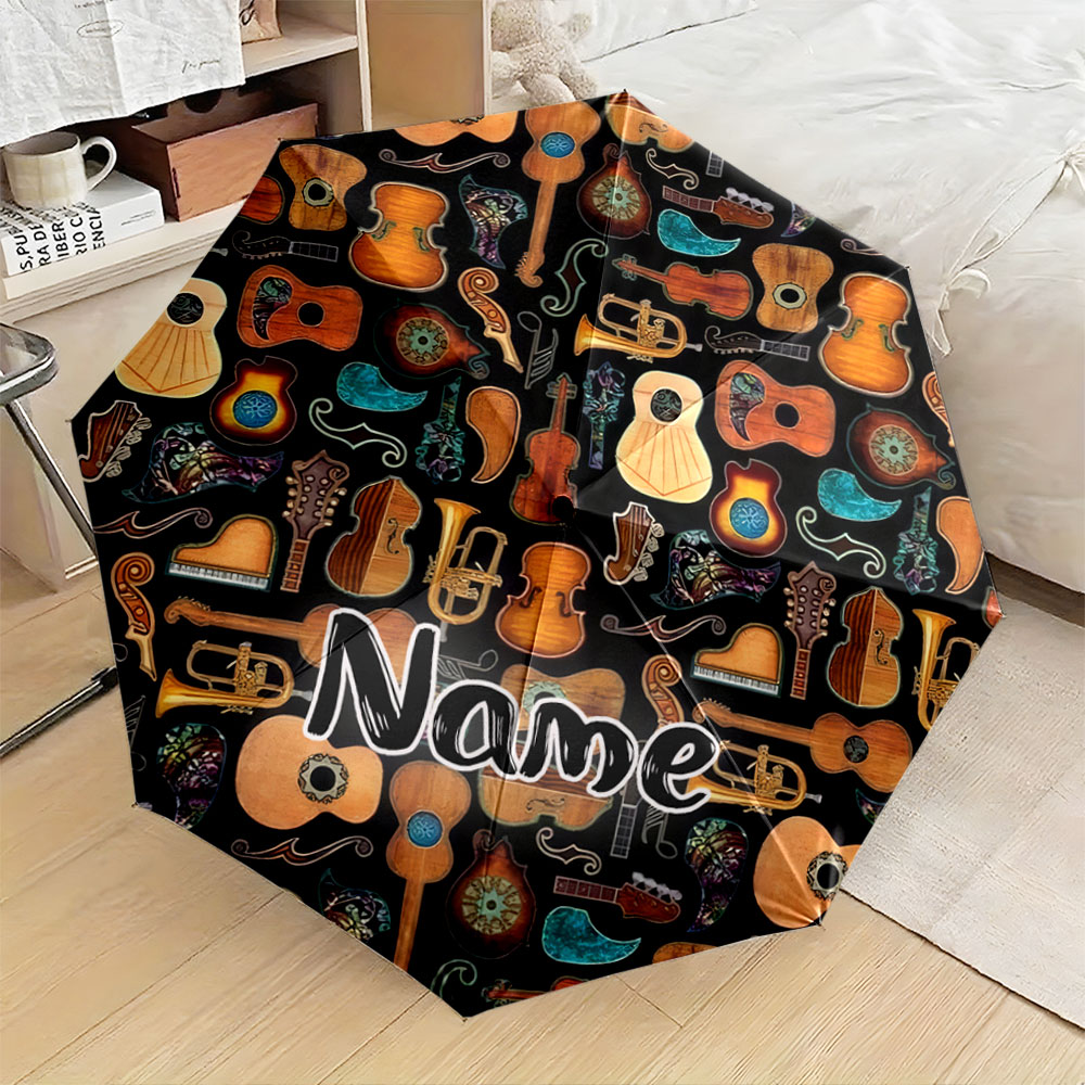 Musical Instrument Name - Guarda-chuva com nome personalizado, guarda-chuva dobrável
