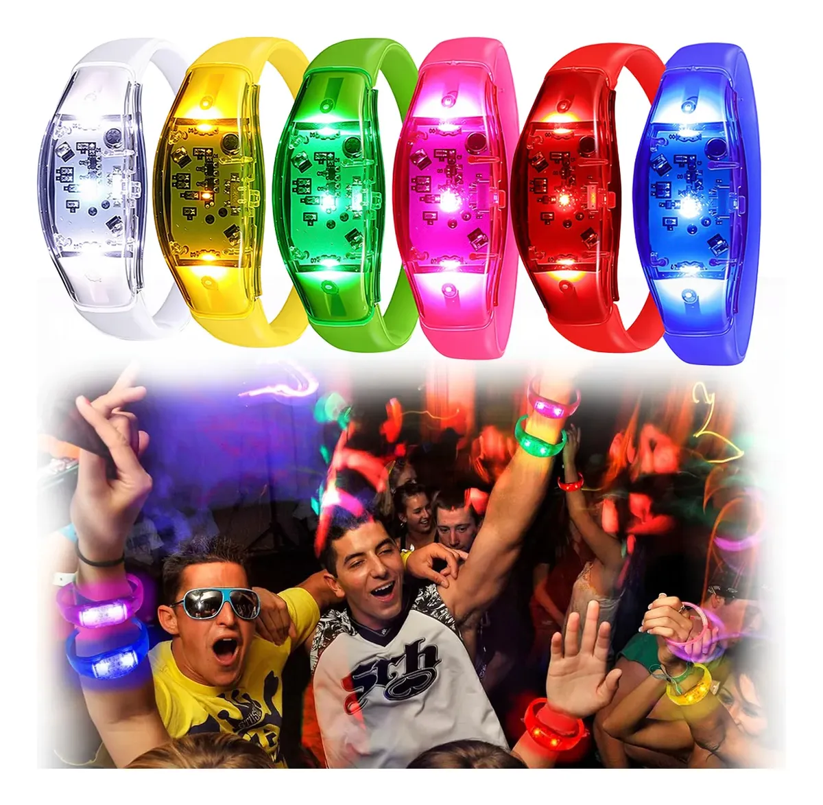 Musical Instrument Jewelry - 6 Pulseiras LED Ativadas por Som
