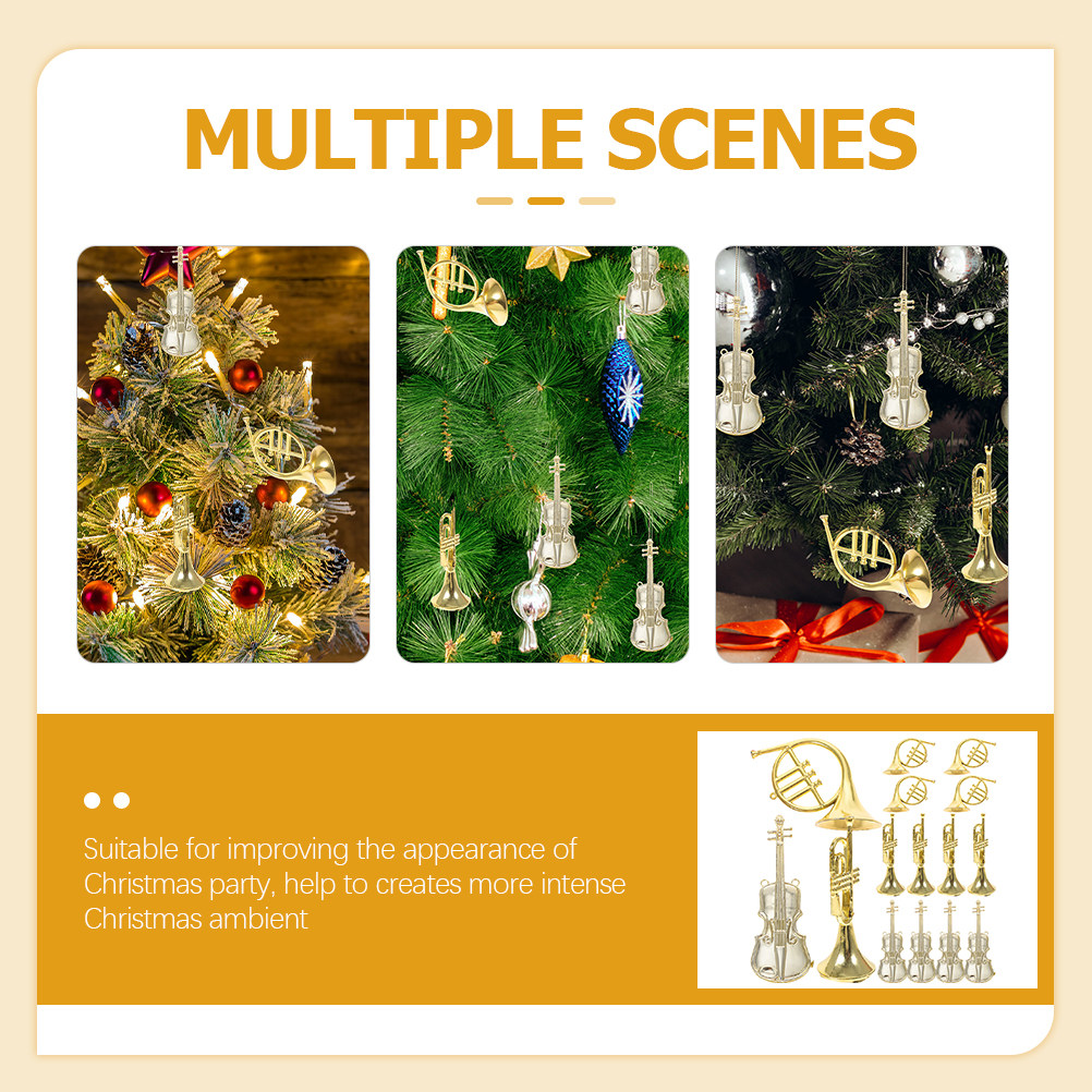 15 peças de miniaturas de inst - Musical Instrument Xmas Ornaments avaliação e preço